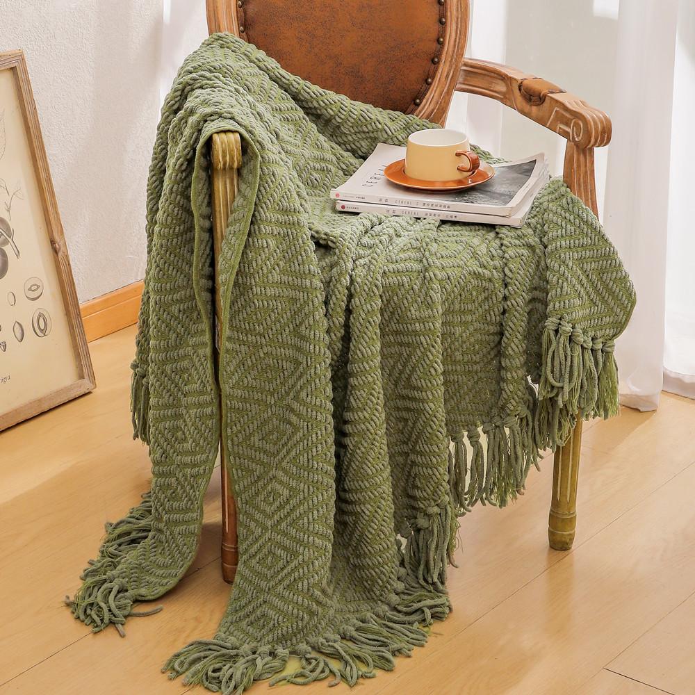 Sofa Blanket Bed Runner Chenille Blanket Woven Blanket Air Conditioning Blanket Shawl Blanket Summer Cool Blanket Nap Blanket Towel