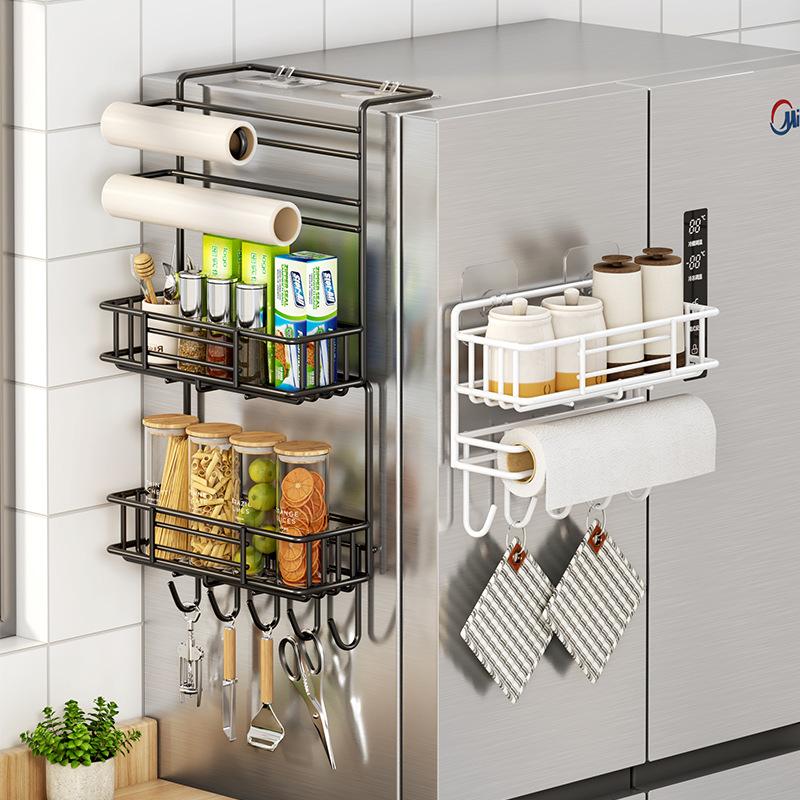 refrigerator no punching spice rack oil-absorbing sheets plastic wrap tin foil seasoning product rack kitchen hook multifunctional storage rack