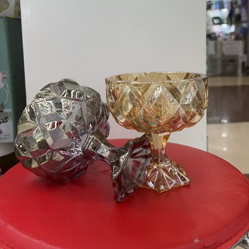 网红高脚雪糕冰淇淋杯玻璃甜品碗ins酸奶水果布丁冰激凌玻璃杯子白底实物图