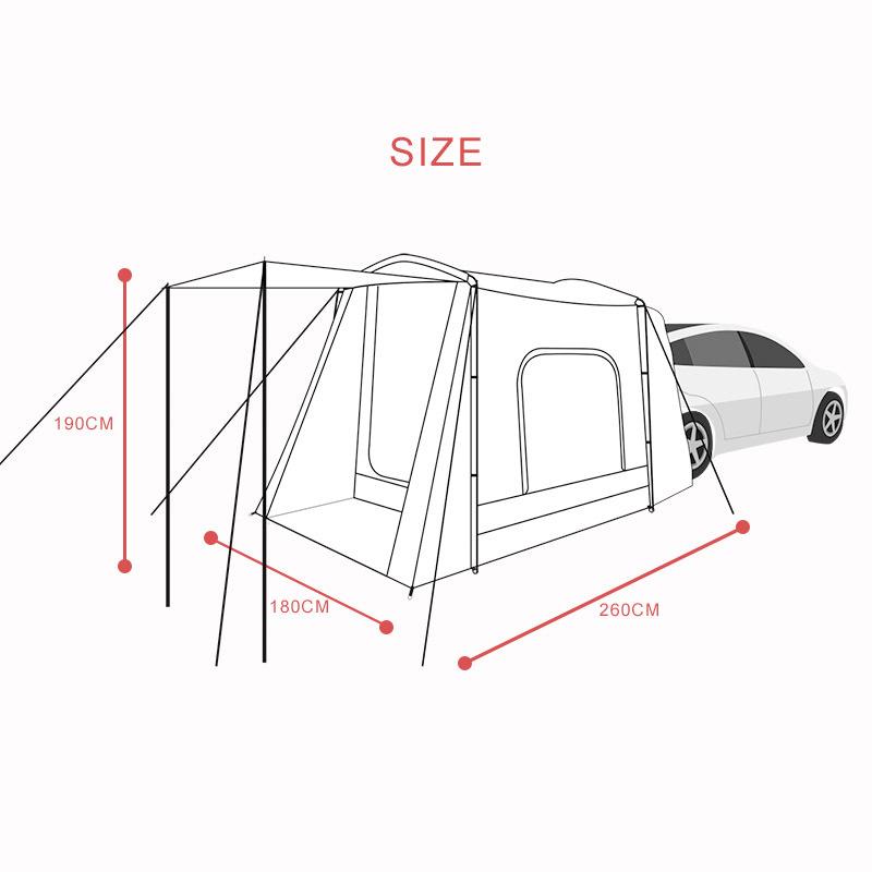 outdoor car tent roof extension double-layer camping self-driving equipment car tail tent 3-5 people camping