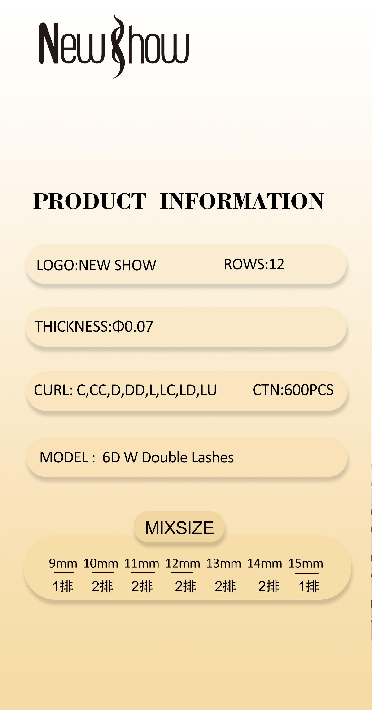 NEWSHOW eyelash extensions NEWHOW false eyelashes 6DW Double Lashes 6-leaf grass Specification image