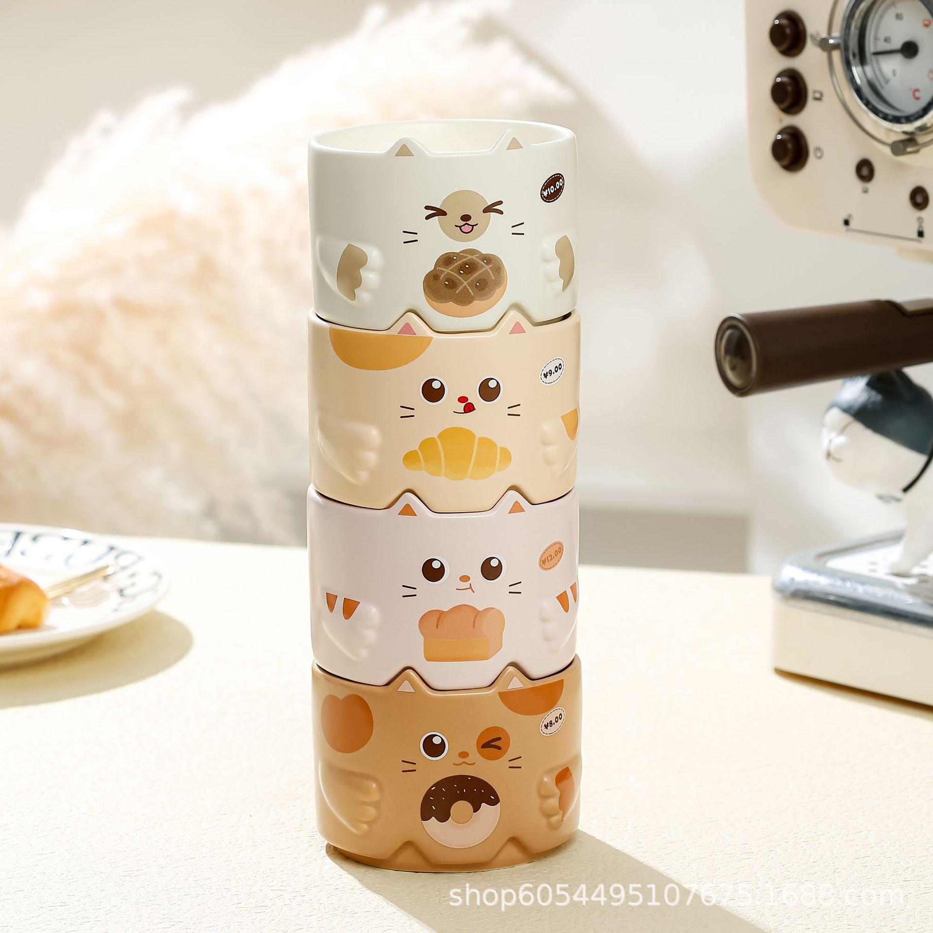 mug cute cartoon ceramic cup household cups hand gift stacked couple cups couple water cup coffee cup