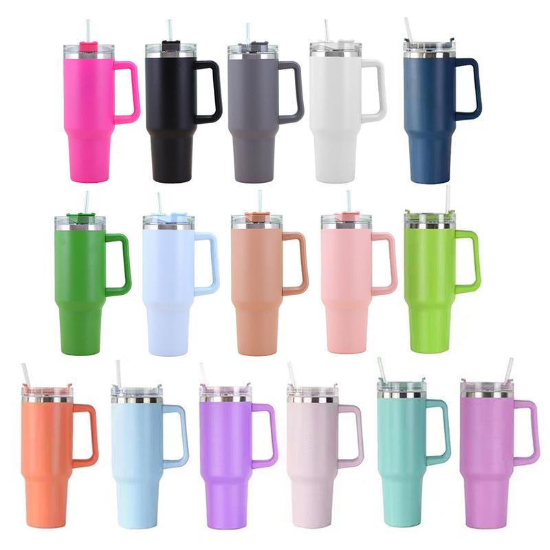40Oz New Handle Cup 304 Stainless Steel Straw Large Ice Cup Car Portable Thermos Cup Wholesale