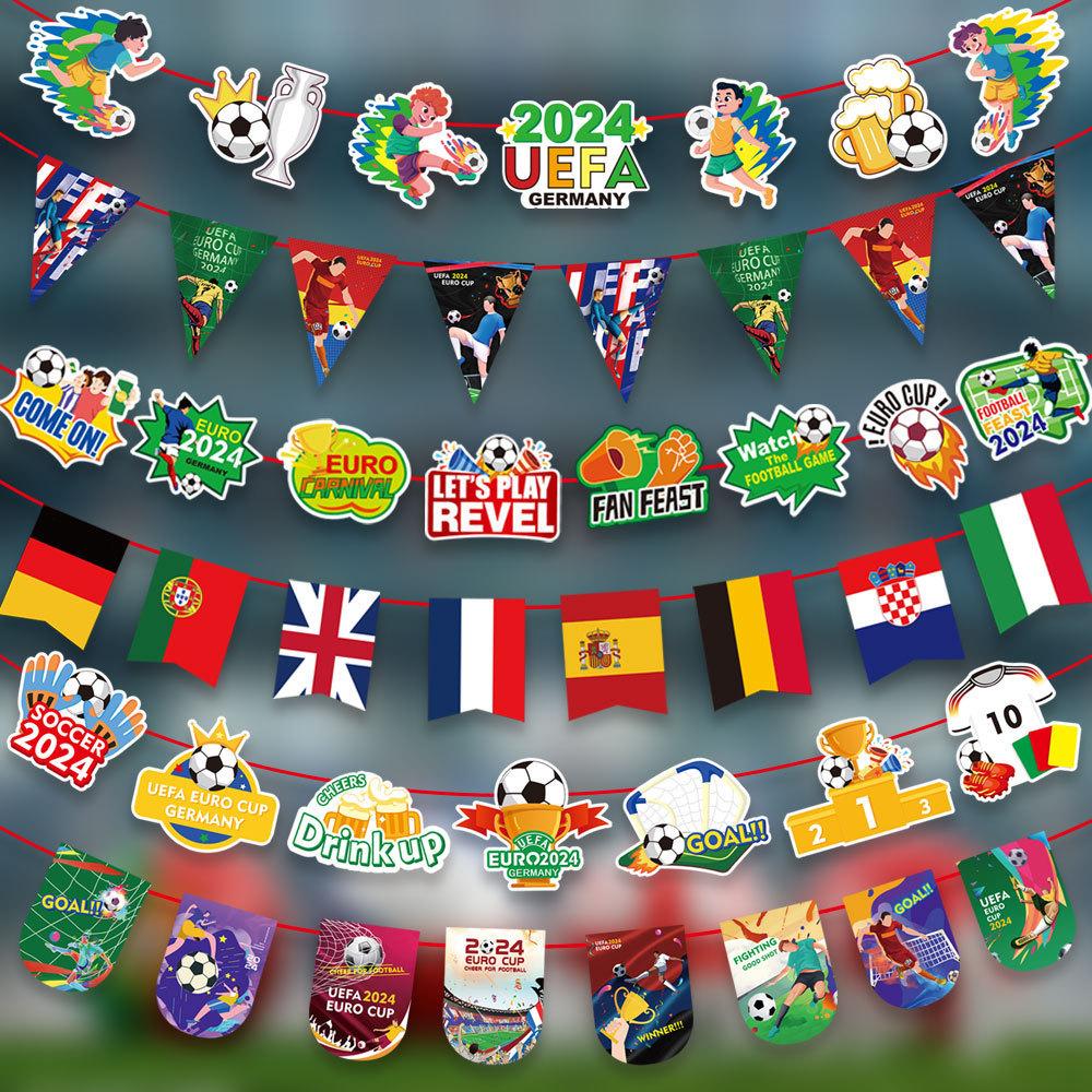 2024 European Cup Football Hanging Flag Bar Club Football Party Decoration String Flags Fans Cheer up Banner