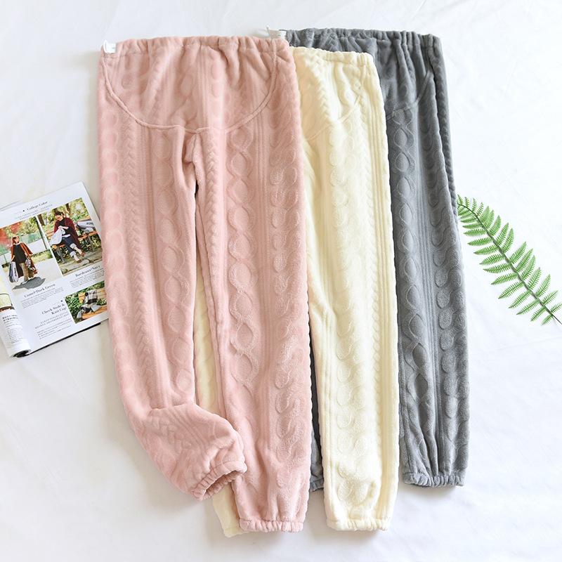 autumn and winter maternity pants autumn and winter thickening flannel belly lift pants breastfeeding adjustable pajama pants maternity pajama pants