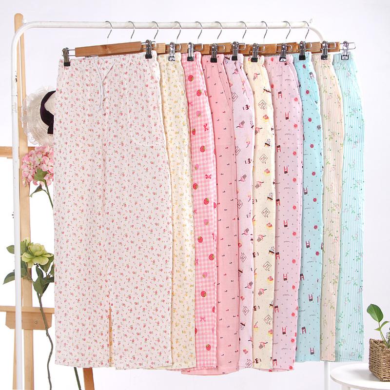 factory direct supply cotton gauze pajama pants spring, summer and autumn thin type home pants comfortable breathable pajama pants in stock wholesale