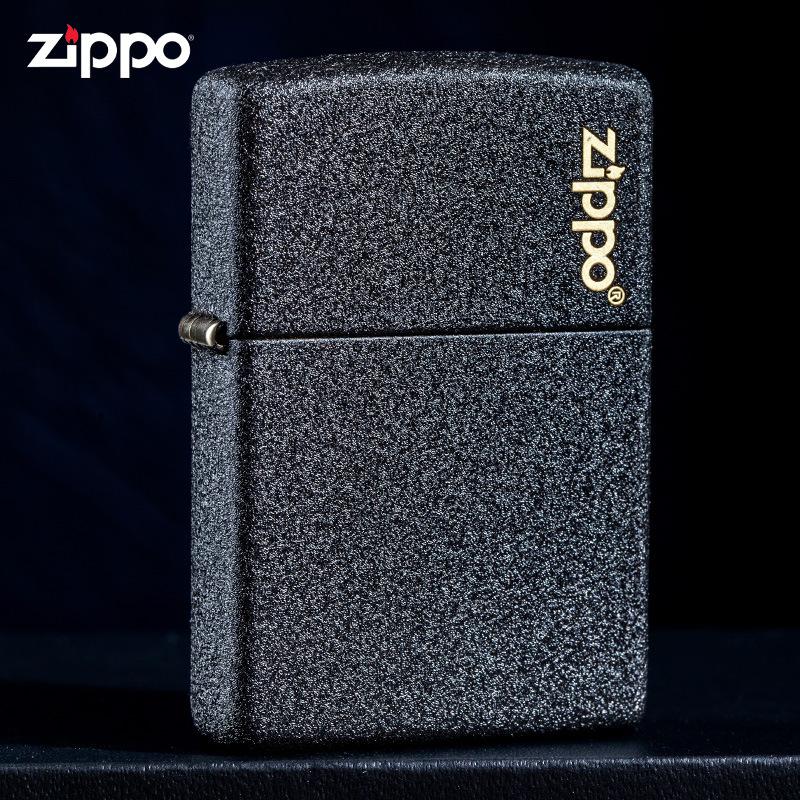 zippo lighter genuine original genuine goods 236 black crack paint kerosene windproof lighter frosted trademark logo