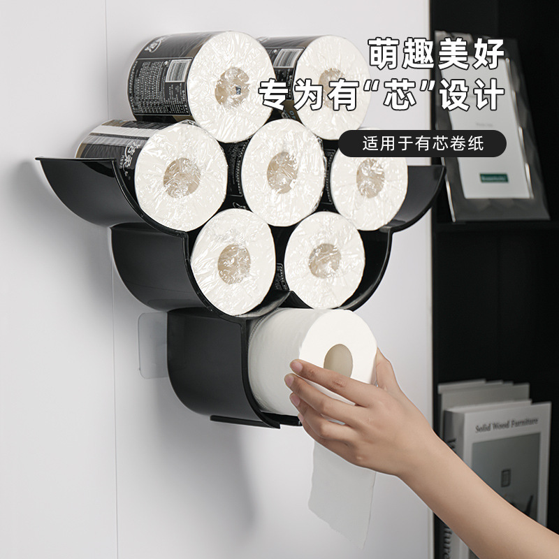 B78-ZWJ23121 Sheep Tissue Holder Wall-mounted creative bathroom toilet paper box Non-perforated roll paper storage rack Specification image