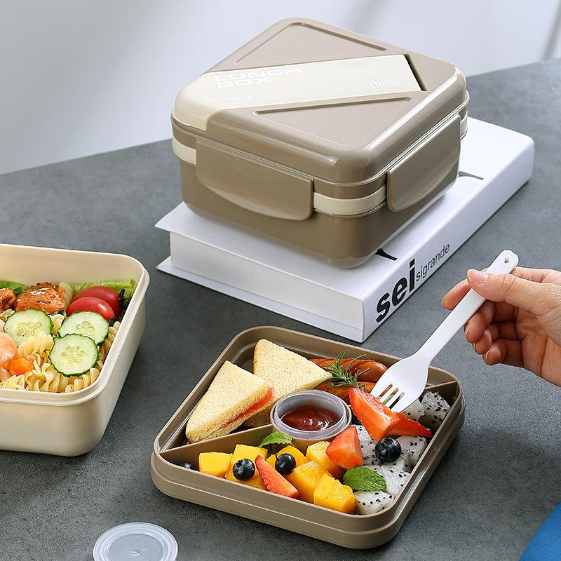 double deck compartment salad box student bento box office worker microwaveable lunch box portable light food picnic box
