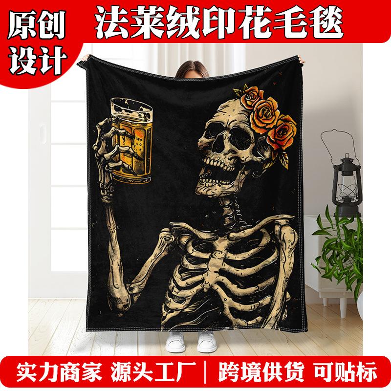 exclusive for cross-border amazon hot halloween classic 3d printing flannel blanket air conditioning blanket