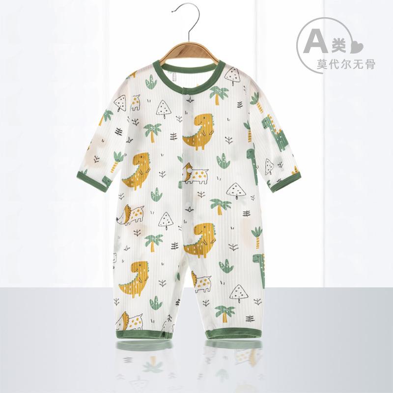 summer new baby jumpsuit modal split romper thin boneless long sleeve romper baby children's clothing pajama