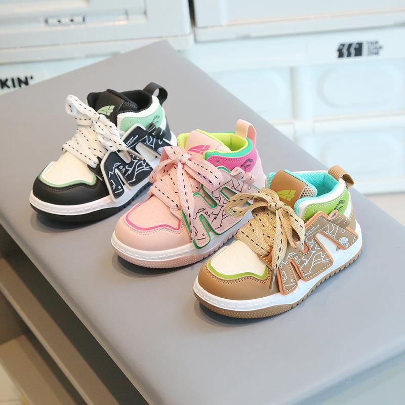 children's sneakers 2024 spring boys' casual sneakers high-top trendy girls' online red shoes soft bottom baby shoes