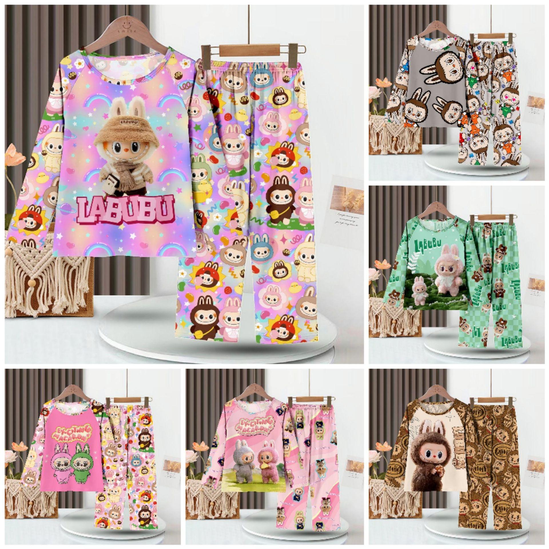 Children's Pajama Set 2024 New Girls Thai Pajamas Baby Girl Long Johns Top Long Pants Home Wear Children's Clothing Wholesale