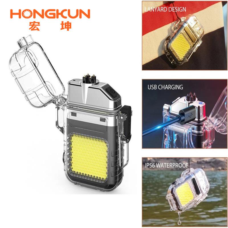 new rechargeable electric arc lighter lighting lamp outdoor multifunctional lighter flashlight mini keychain light