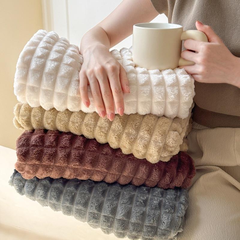 flannel plaid blanket soft blanket double thick warm office nap blanket milk fiber gift blanket