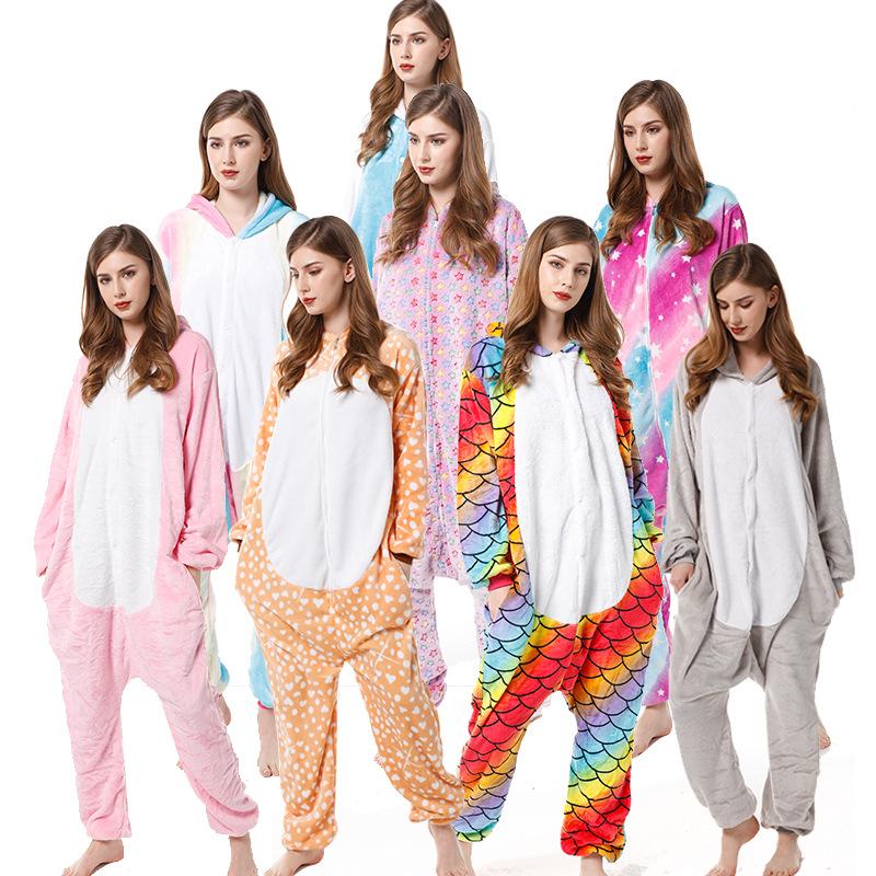 mixed batch new flannel cartoon one-piece pajama parent-child autumn and winter animal performance clothes mixed batch home wear