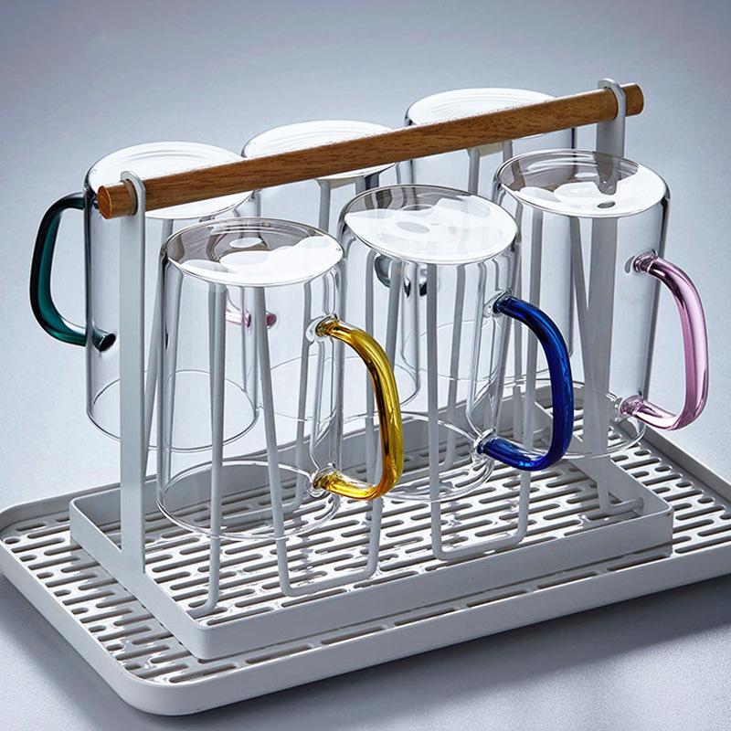 water cup simple thickening glass borosilicate color handle water cup with handle glass tea cup wholesale gift cup