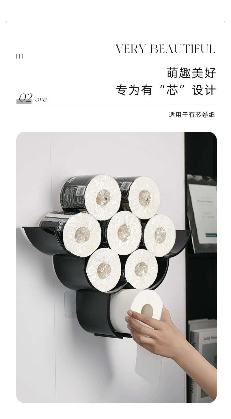 B78-ZWJ23121 Sheep Tissue Holder Wall-mounted creative bathroom toilet paper box Non-perforated roll paper storage rack detail image 3