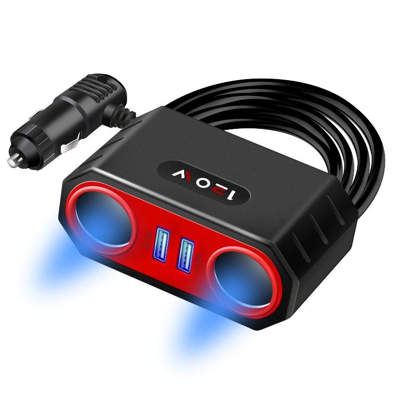car supplies car cigarette lighter one for two car multifunction mobile phone charger