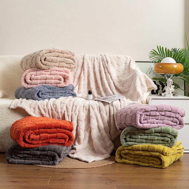 thickened woolen blanket blanket shu cotton velvet jacquard blanket sofa air conditioning blanket bed sheet milk fiber flannel
