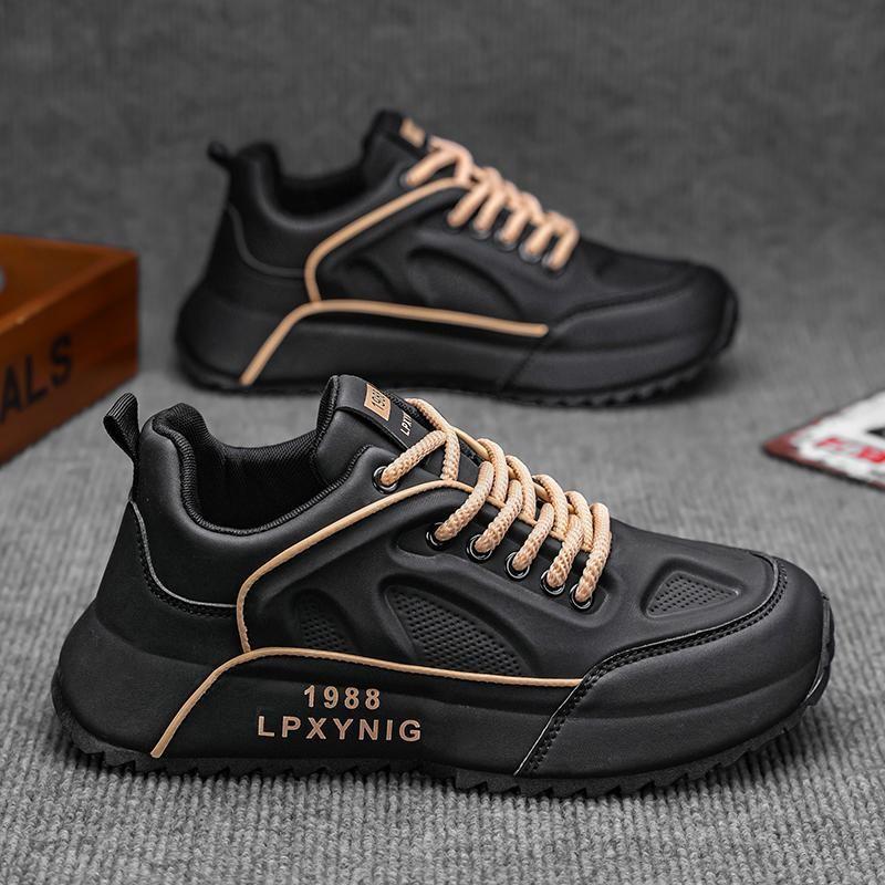 bag bottom sneaker european station tide brand personalized leather surface dad shoes autumn student men's shoes black running shoes wholesale