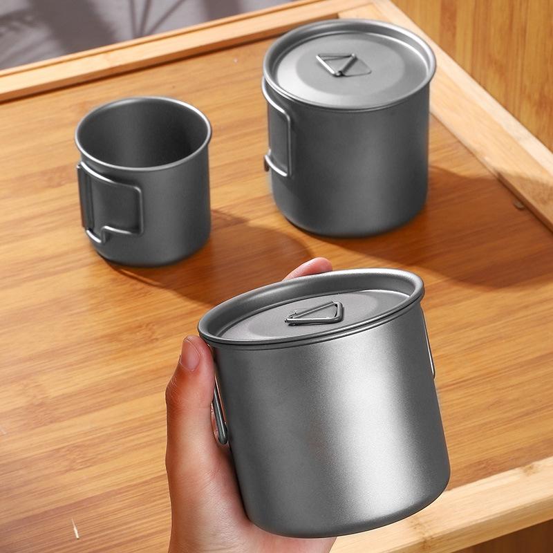 pure titanium cup single layer mug foldable portable water cup outdoor picnic camping cup travel tea coffee cup