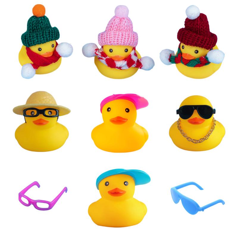 new small yellow duck toy milk tea gift no. 8 little duck accessory sunglasses straw hat duck scarf headset