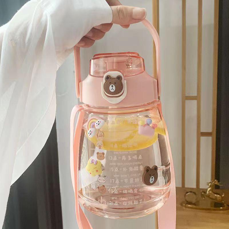 large capacity tiktok net red live broadcast high-looking portable plastic straw cup big belly water cup kettle