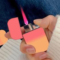 Online Red High-Looking Pink Flame Gas Lighters Windproof Metal Gradient Ins Boyfriend Gift Creative Product
