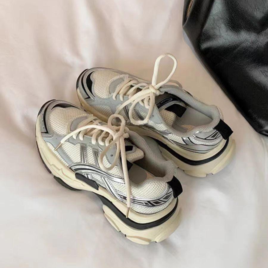 [sheii su cojin] seoul blogger ~ space silver mesh surface platform leisure jogging sneaker female dad shoes