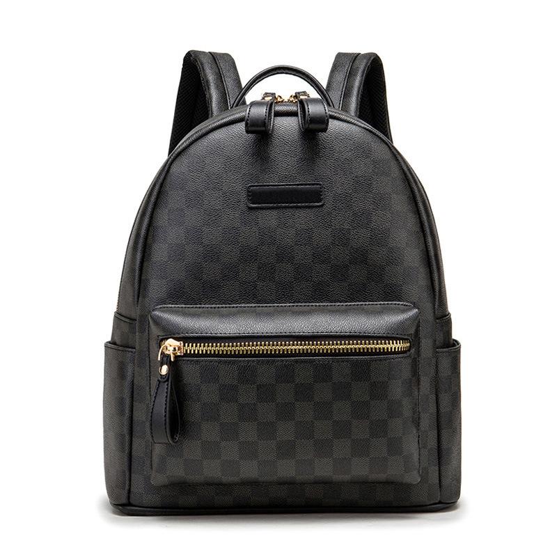 2020 classic leather plaid backpack trendy men new street backpack fashion college students bag computer bag