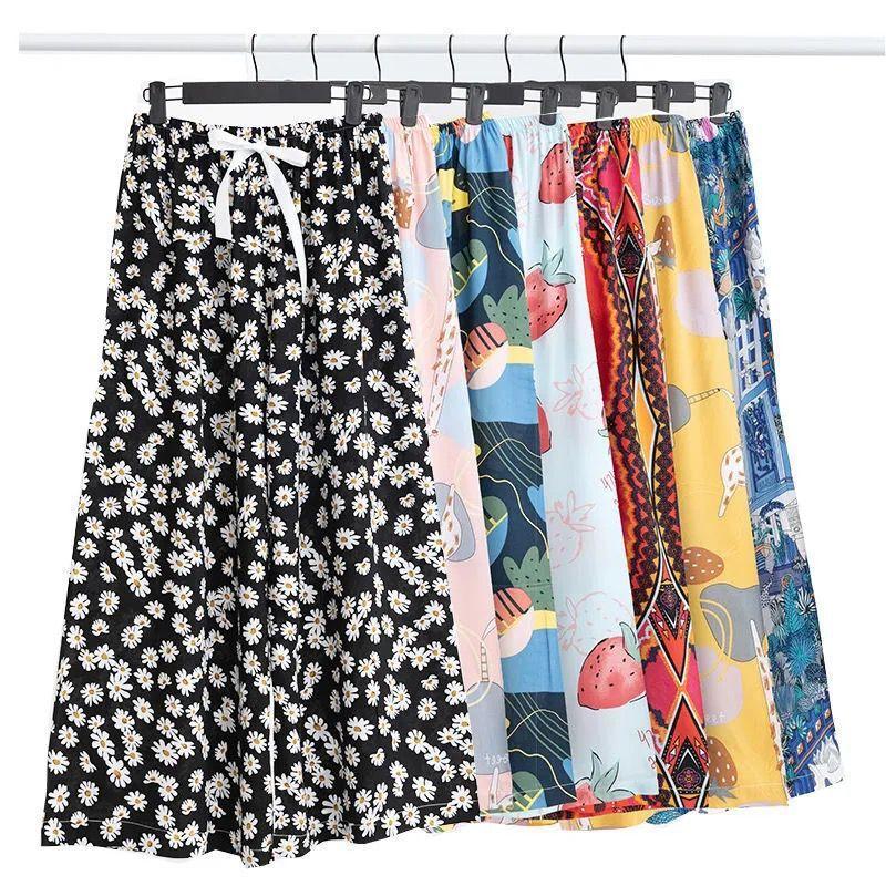 40 cotton silk new pajama pants summer women loose plus size wide leg pants cropped pants women can wear outside pure cotton artificial cotton