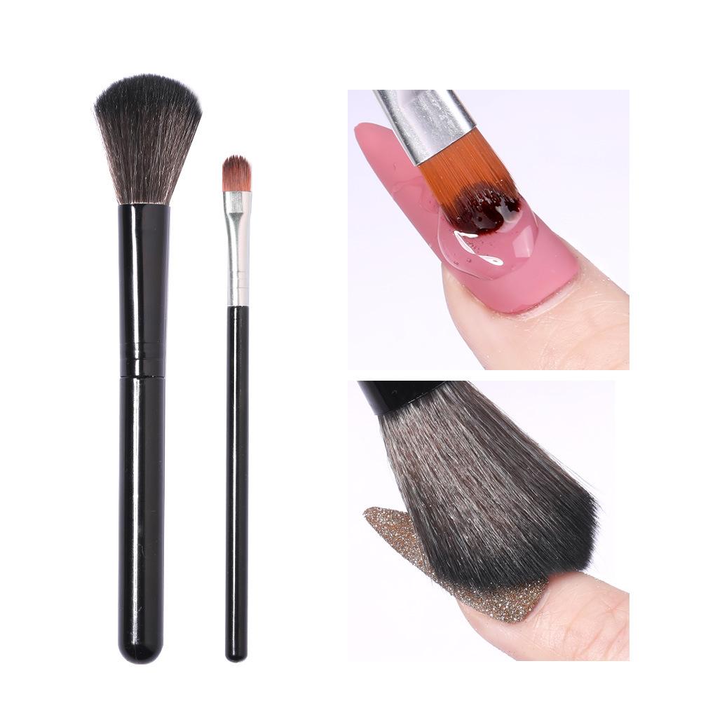 Multifunctional Nail Art Dusting Brush Wooden Rod Eye Shadow Cosmetic Brush Flathead Nylon Cosmetic Hairbrush Tool Accessories Wholesale
