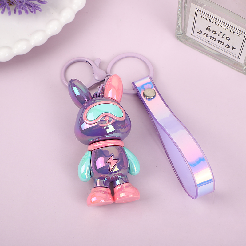 UV电镀兔子钥匙扣潮酷机械兔子钥匙链挂件情侣背包挂饰小礼品批发详情图3