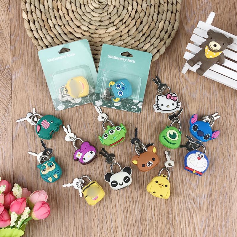 south korea cute creative fashion padlock cartoon silicone soft rubber metal mini small lock diary lock drawer lock key