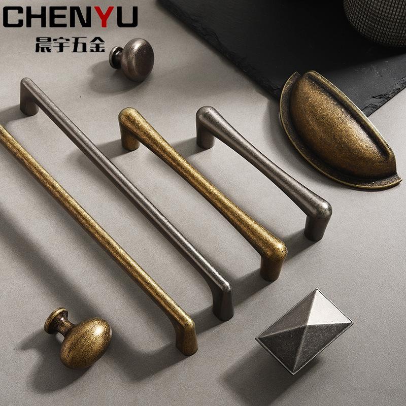 new retro simple and light luxury antique nickel color, large flower coper brown furniture handle cupboard drawer wardrobe door handle