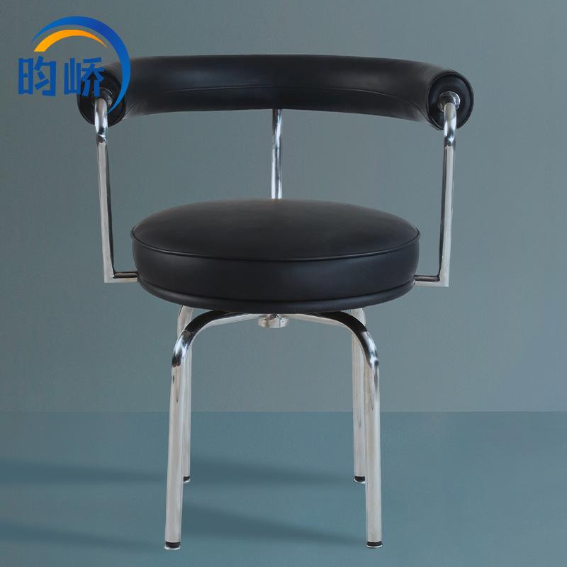 furniture lc7 chair tunan chair simple modern stainless steel leather rotating armchair soft bag dining chair
