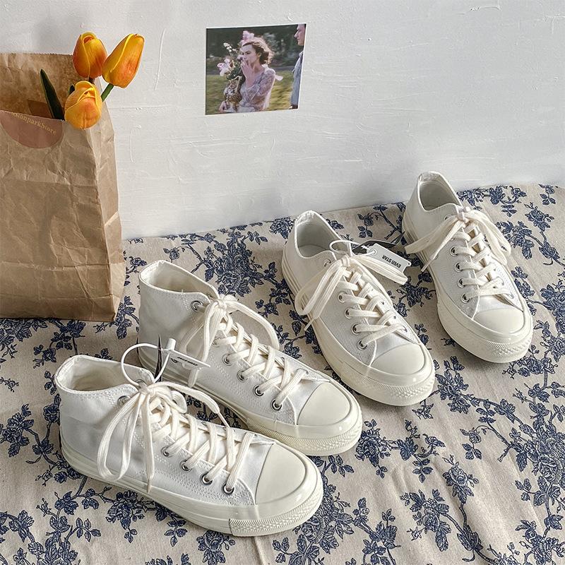 2022 Spring 1970S Replica Canvas Shoes Women's Hong Kong Style Retro Pure White Board Shoes Linen Shoes