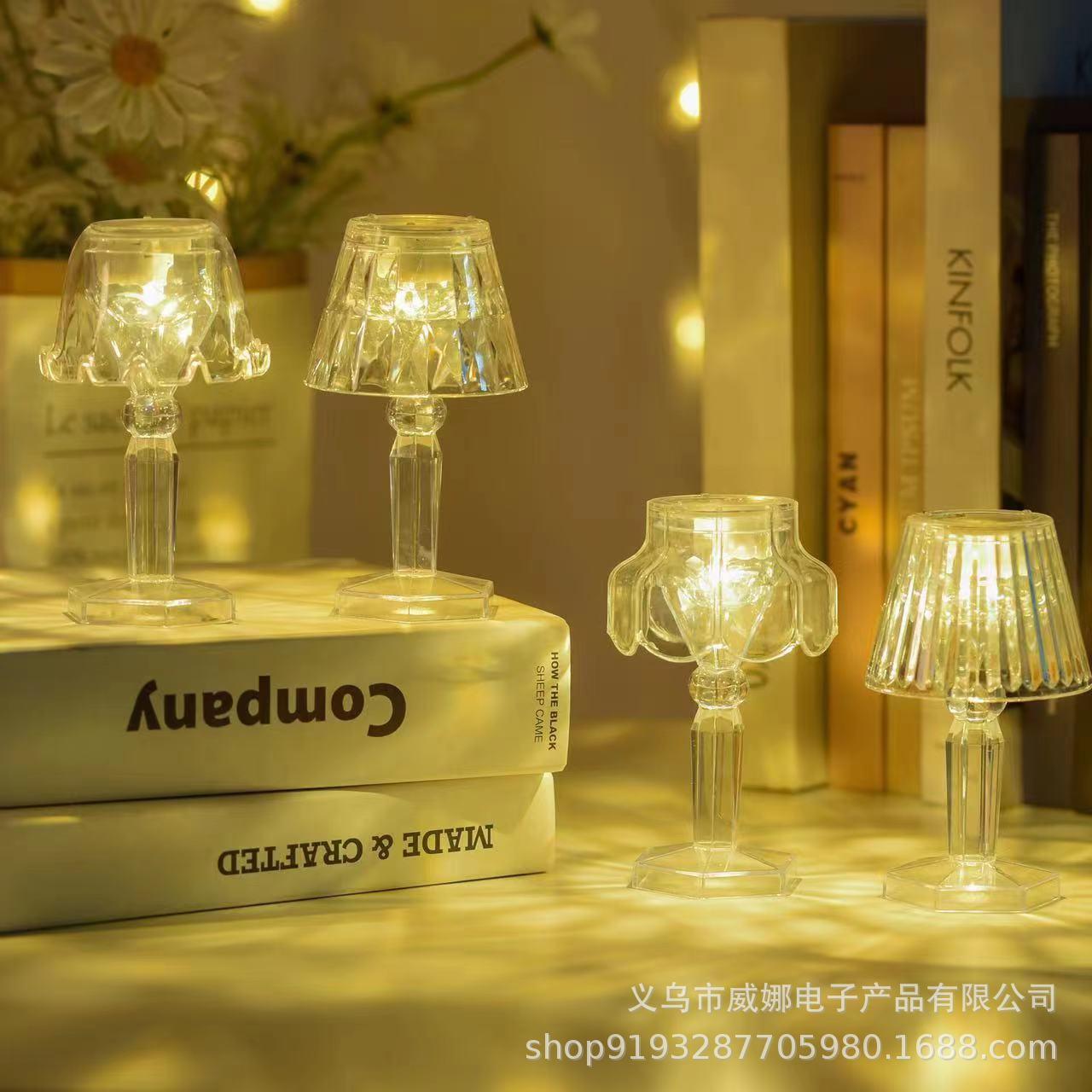 led electronic candle small night lamp diamond lamp bedside bar creative ambience light ins style romantic decoration table lamp