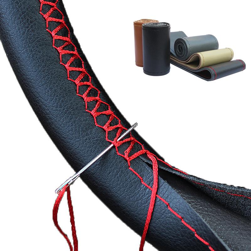 Car Steering Wheel Cover Car Hand-Sewn Steering Wheel Cover Handle Cover Hand Sewing Steering Wheel Cover Pvc Steering Wheel Sleeve
