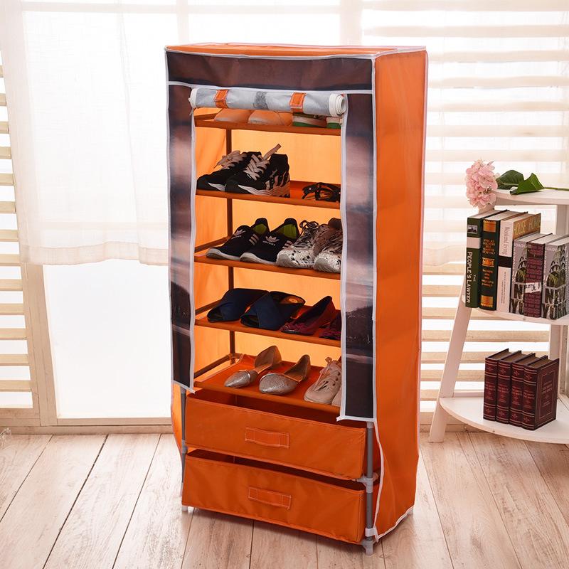 Hot Selling Seven-Layer Thickened Shoe Cabinet Tower 3D Iron Frame Simple Shoe Cabinet Double Portable Storage Shoe Rack Factory Wholesale