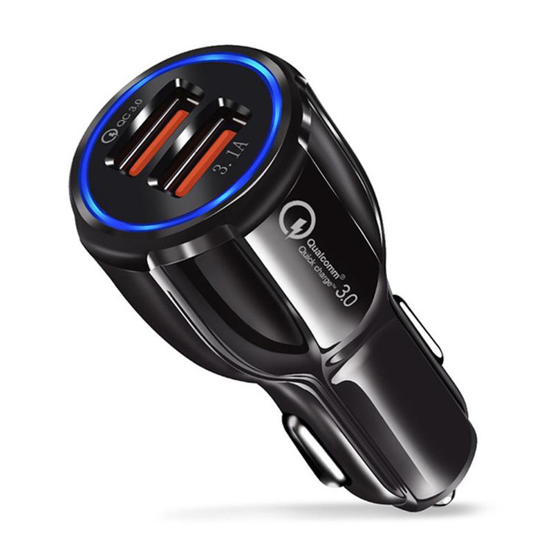 qc3.0 fast charge car charger car phone charger 3.1a dual usb one for two car charger cross-border wholesale