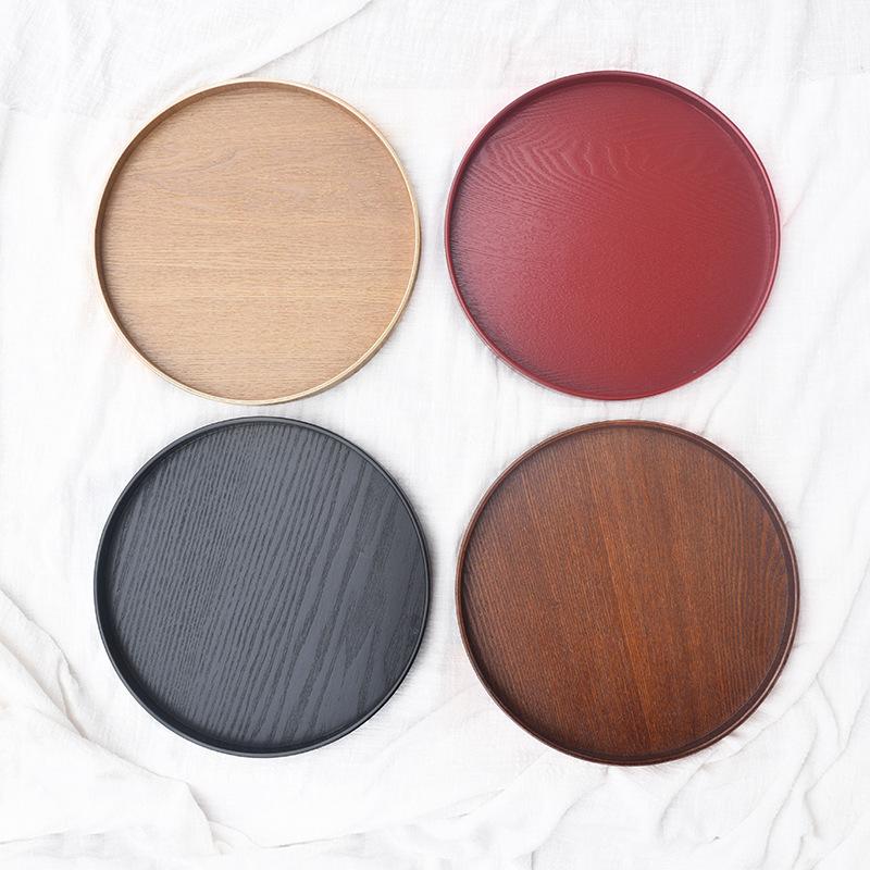 tea round wood dish tea tray fruit tray japanese wood pallet tray dinner plate european factory wholesale