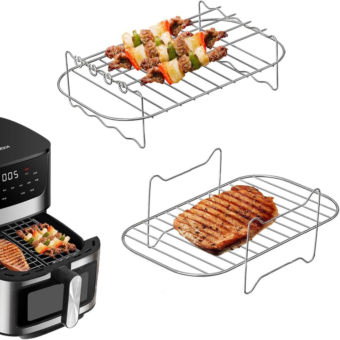 airfryer air fryer grill set with kebabs rectangular double pot steamer stainless steel barbecue grill
