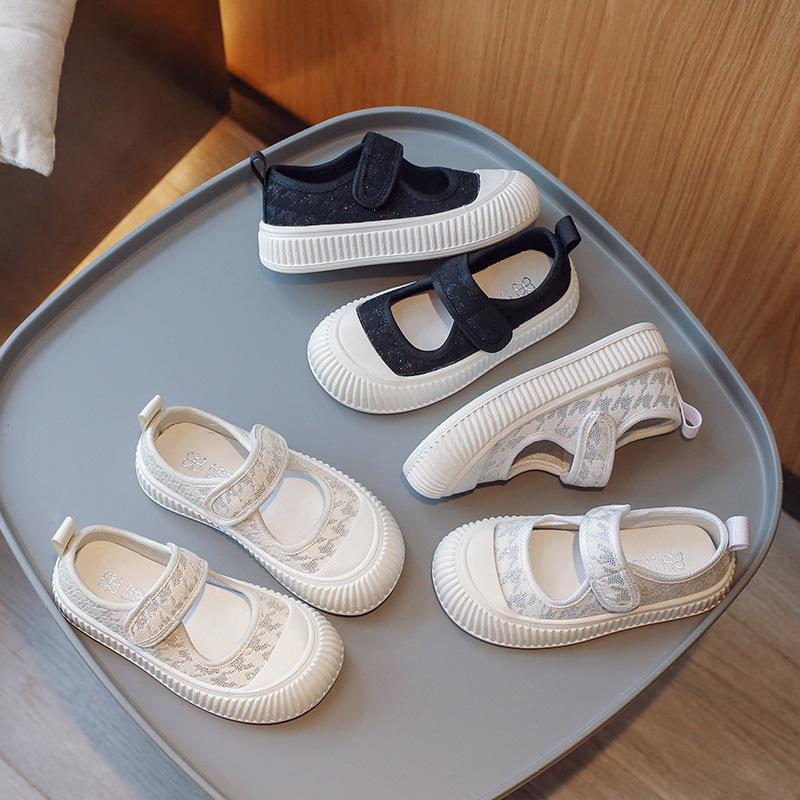 mary jane canvas shoes for girls 2023 summer new children biscuit shape shoes breathable casual medium and large children's sneakers