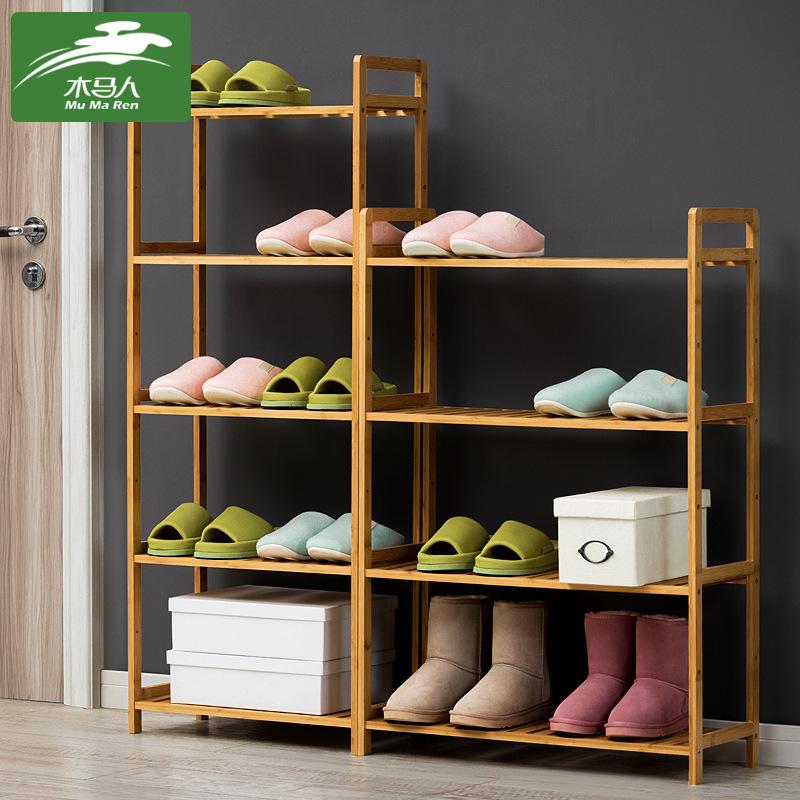 Simple Shoe Rack Assembly Solid Wood Dustproof Dormitory Door Indoor Home Multi-Functional Children's Bamboo Multi-Layer Shoe Rack