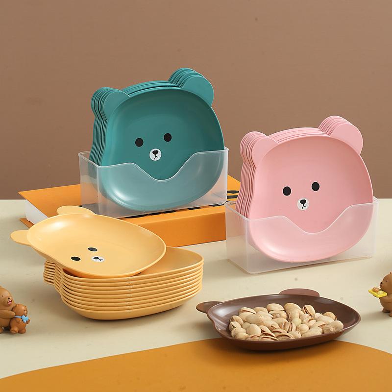 cartoon bear bone dish household snack plate snack dish dried fruit tray plastic bones plate snack spit bone china plate wholesale