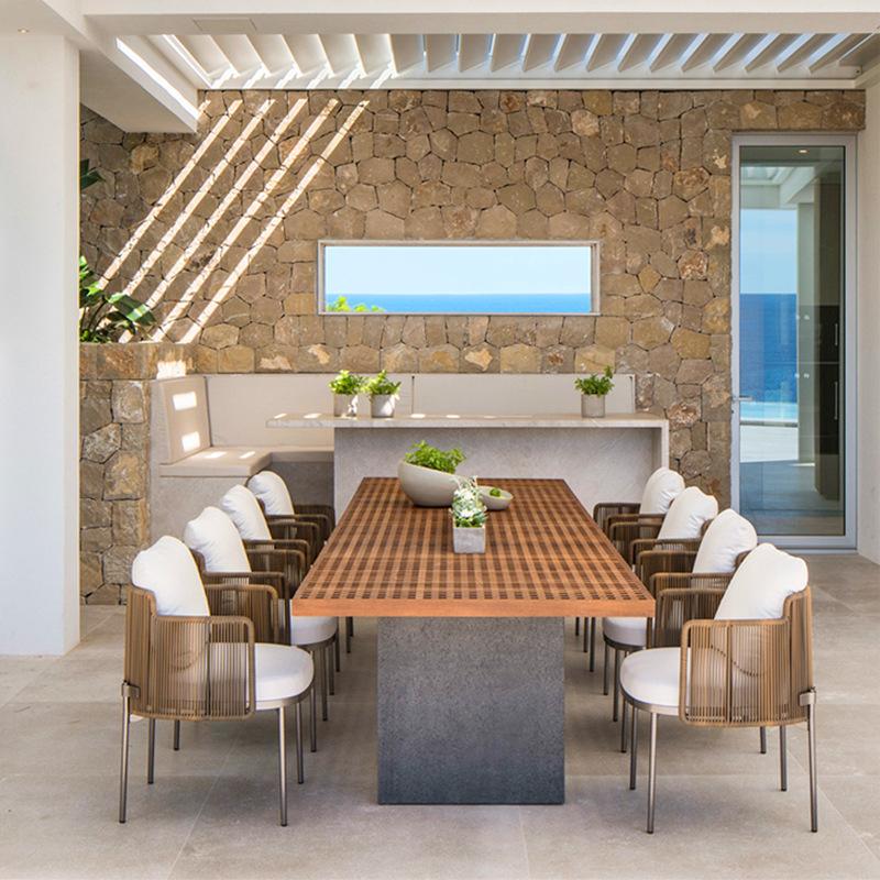 outdoor desk-chair courtyard balcony garden outdoor teak table outdoor nordic leisure rattan table and chair combination furniture