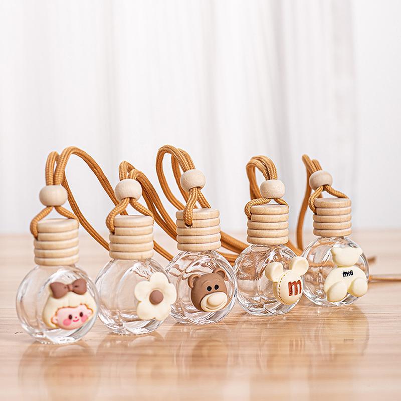 Cartoon Car Perfume Bottle Internet Celebrity Milk Tea Color Car Perfume Bottle Empty Bottle Car Air Outlet Essential Oil