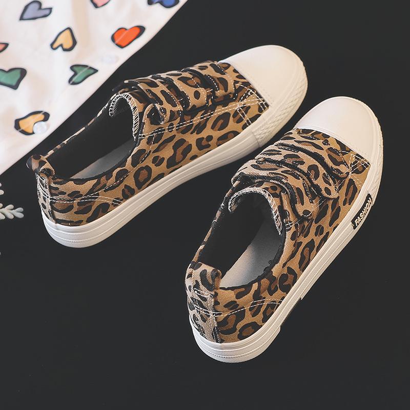 fei yao 1132 new leopard print velcro fei yao women's canvas shoes flat heel fashion trendy korean casual sneaker